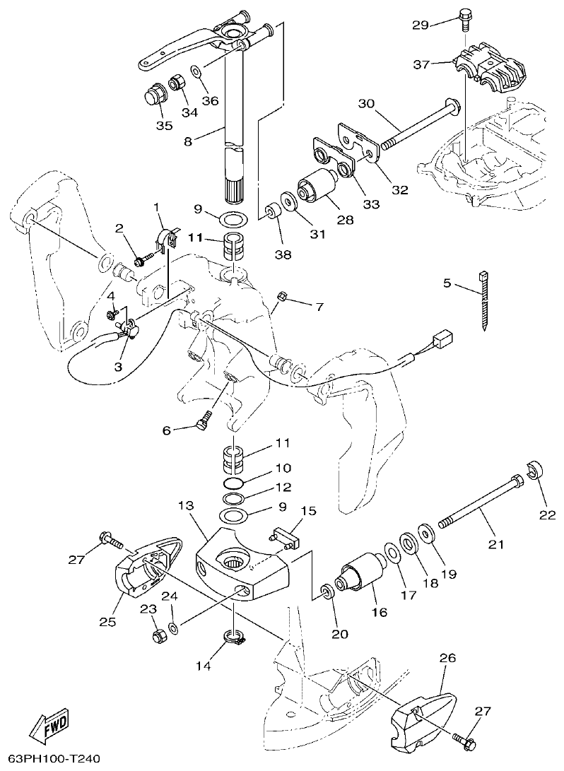 Yamaha F150FET, FL150FET BRACKET 2 parts diagram